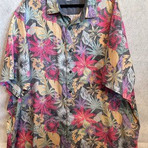 Tommy Bahama Camp Shirt, 3XL/3TG Red Print, Cotton Blend